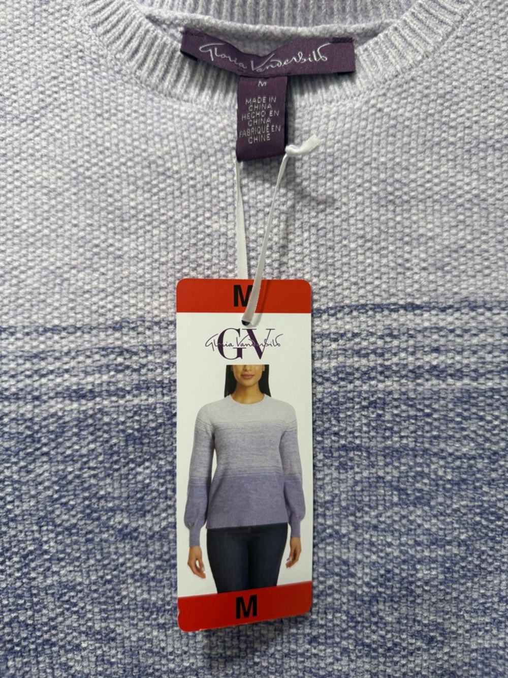 Gloria Vanderbilt Lavender Ombre Crewneck Sweater